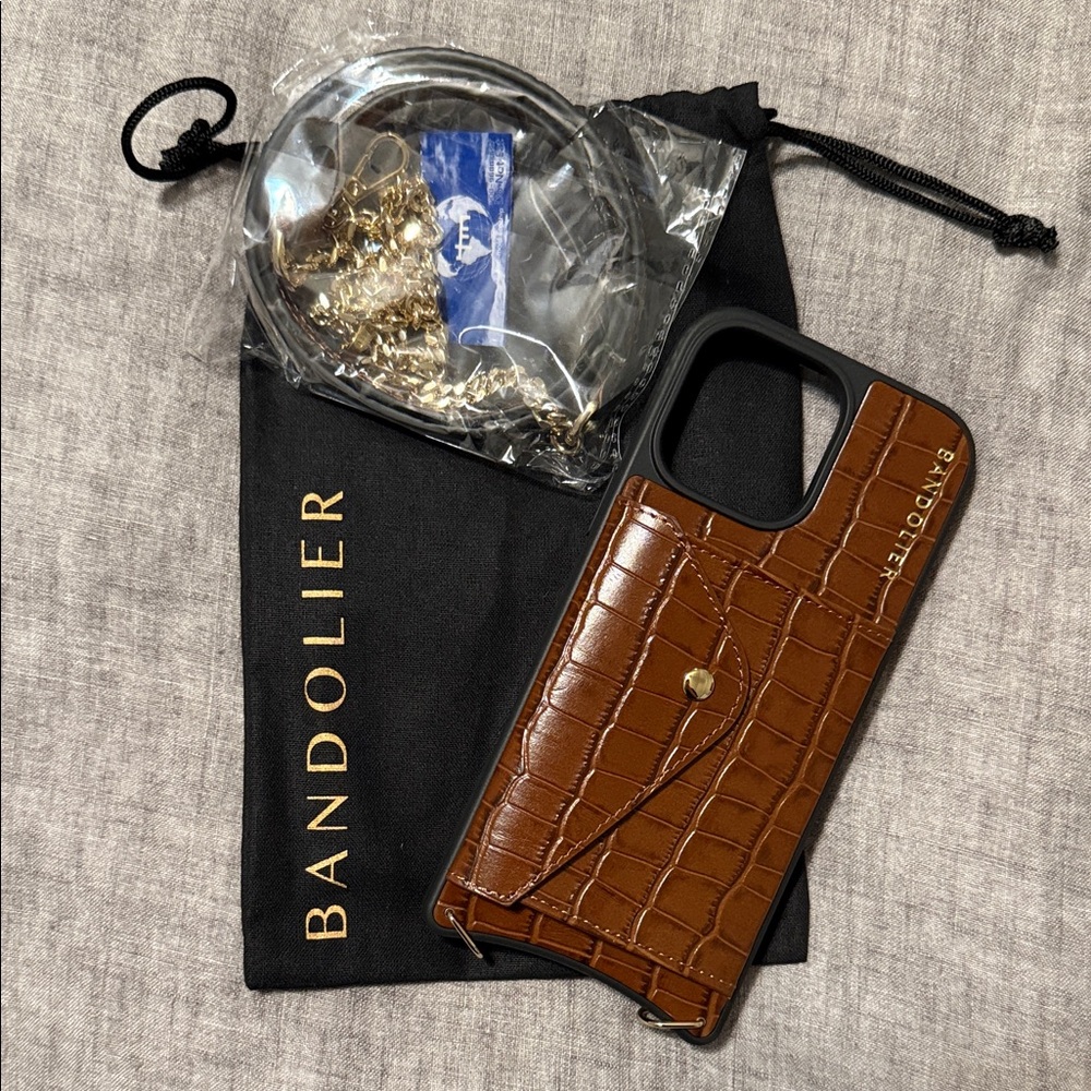 Bandolier Vivian Brown/Gold Croc iPhone 16 Pro Max